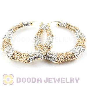 Cheap 80mm Basketball Wives Bamboo Crystal Hoop Earrings Wholesale