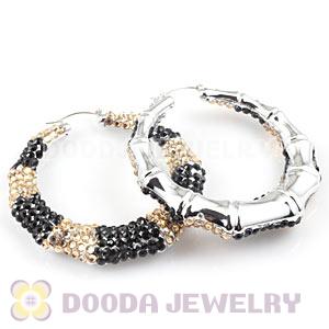 Cheap 80mm Basketball Wives Bamboo Crystal Hoop Earrings Wholesale