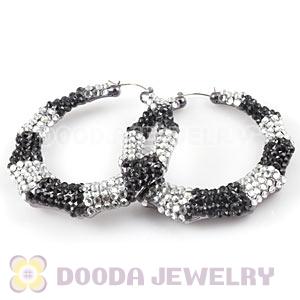 Cheap 80mm Basketball Wives Bamboo Crystal Hoop Earrings Wholesale