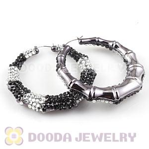 Cheap 80mm Basketball Wives Bamboo Crystal Hoop Earrings Wholesale