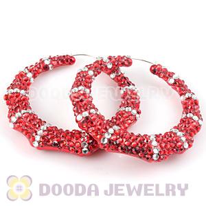 Cheap 80mm Basketball Wives Bamboo Crystal Hoop Earrings Wholesale