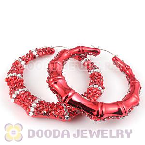 Cheap 80mm Basketball Wives Bamboo Crystal Hoop Earrings Wholesale