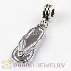 Platinum Plated Alloy Enamel European Slipper Charms With Stone 