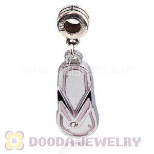Platinum Plated Alloy Enamel European Slipper Charms With Stone 