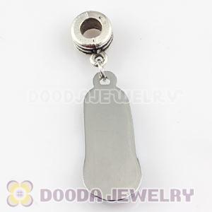 Platinum Plated Alloy Enamel European Slipper Charms With Stone 