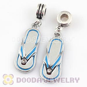 Platinum Plated Alloy Enamel European Flip Flop Charms With Stone 
