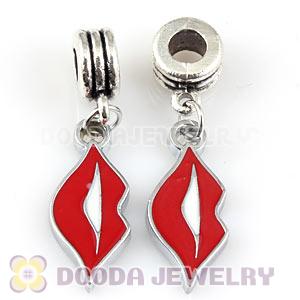 Platinum Plated Alloy Enamel European Red Lips Charms Wholesale 