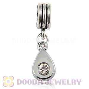 Platinum Plated Alloy European Tear Drop Charms With Stone 