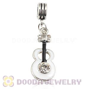 Platinum Plated Alloy Enamel European Violin Charms With Stone 