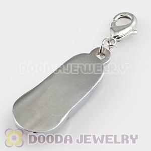 Platinum Plated Alloy European Jewelry Flip Flop Charms With Stone 