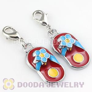 Platinum Plated Alloy Enamel European Jewelry Slipper Charms Wholesale 