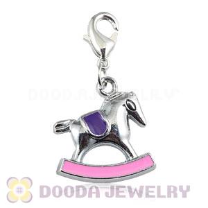 Platinum Plated Alloy Enamel European Jewelry Cockhorse Charms Wholesale 