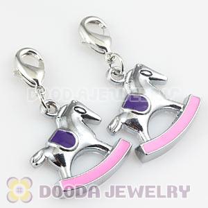 Platinum Plated Alloy Enamel European Jewelry Cockhorse Charms Wholesale 