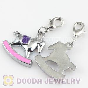 Platinum Plated Alloy Enamel European Jewelry Cockhorse Charms Wholesale 