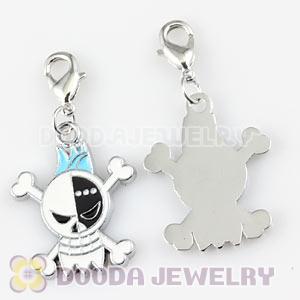 Platinum Plated Alloy Enamel European Jewelry Skull Head Charms Wholesale 