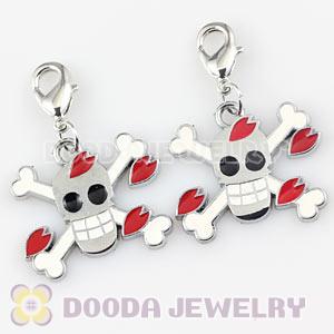 Platinum Plated Alloy Enamel European Jewelry Skull Head Charms Wholesale 