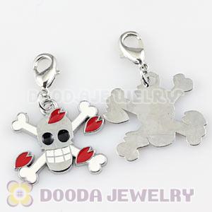 Platinum Plated Alloy Enamel European Jewelry Skull Head Charms Wholesale 