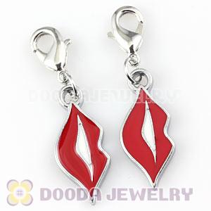 Platinum Plated Alloy Enamel European Jewelry Red Lips Charms Wholesale 