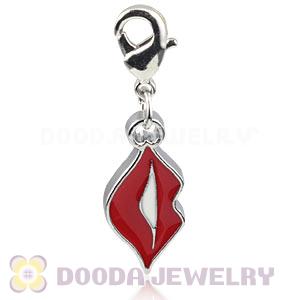 Platinum Plated Alloy Enamel European Jewelry Red Lips Charms Wholesale 