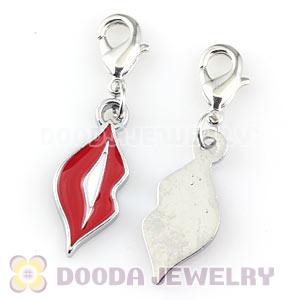 Platinum Plated Alloy Enamel European Jewelry Red Lips Charms Wholesale 