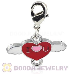 Platinum Plated Alloy Enamel European Jewelry Heart Charms Wholesale 