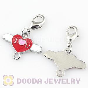 Platinum Plated Alloy Enamel European Jewelry Heart Charms Wholesale 