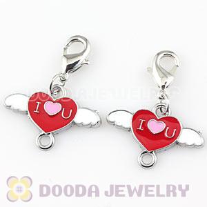 Platinum Plated Alloy Enamel European Jewelry Heart Charms Wholesale 