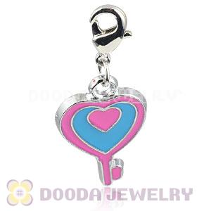 Platinum Plated Alloy Enamel European Jewelry Heart Key Charms Wholesale 