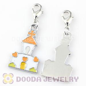 Platinum Plated Alloy Enamel European Jewelry Christmas House Charms Wholesale 