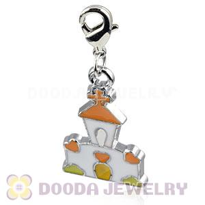 Platinum Plated Alloy Enamel European Jewelry Christmas House Charms Wholesale 