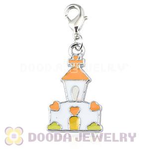 Platinum Plated Alloy Enamel European Jewelry Christmas House Charms Wholesale 