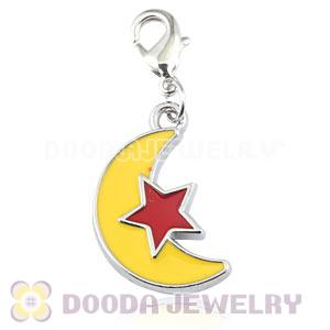 Platinum Plated Alloy Enamel European Jewelry Moon And Star Charms Wholesale 