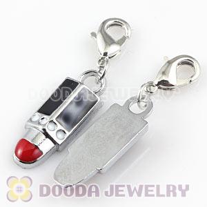 Platinum Plated Alloy Enamel European Jewelry Lipstick Charms Wholesale 