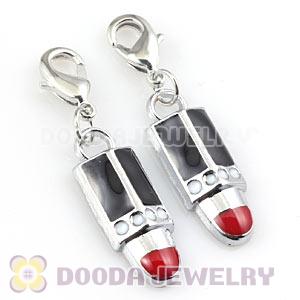 Platinum Plated Alloy Enamel European Jewelry Lipstick Charms Wholesale 