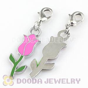 Platinum Plated Alloy Enamel European Jewelry Tulip Charms Wholesale 