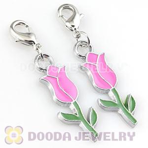 Platinum Plated Alloy Enamel European Jewelry Tulip Charms Wholesale 