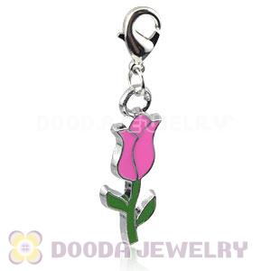 Platinum Plated Alloy Enamel European Jewelry Tulip Charms Wholesale 