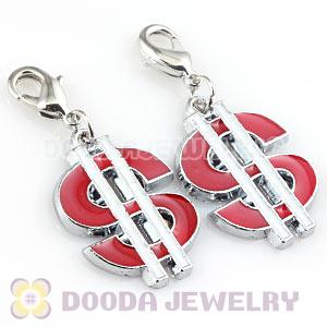 Platinum Plated Alloy Enamel European Jewelry Dollar Charms Wholesale 