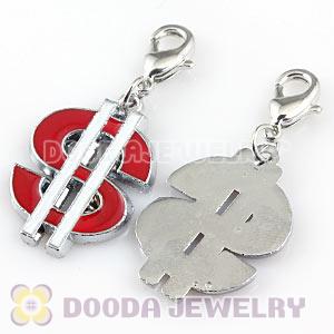 Platinum Plated Alloy Enamel European Jewelry Dollar Charms Wholesale 