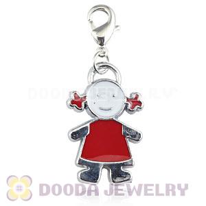 Platinum Plated Alloy Enamel European Jewelry Little Girl Charms Wholesale 