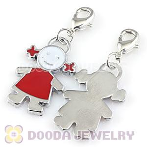 Platinum Plated Alloy Enamel European Jewelry Little Girl Charms Wholesale 