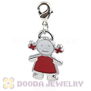 Platinum Plated Alloy Enamel European Jewelry Little Girl Charms Wholesale 
