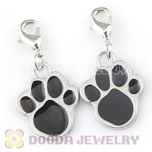 Platinum Plated Alloy Enamel European Jewelry Dog Paw Charms Wholesale 
