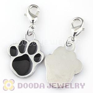 Platinum Plated Alloy Enamel European Jewelry Dog Paw Charms Wholesale 