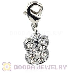 Platinum Plated Alloy European Jewelry Rabbit Charms With Stone