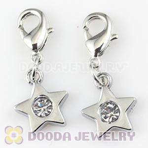 Platinum Plated Alloy European Jewelry Star Charms With Stone