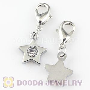Platinum Plated Alloy European Jewelry Star Charms With Stone