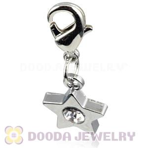 Platinum Plated Alloy European Jewelry Star Charms With Stone