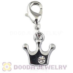 Platinum Plated Alloy European Jewelry Crown Charms With Stone