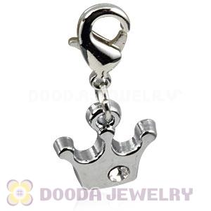 Platinum Plated Alloy European Jewelry Crown Charms With Stone